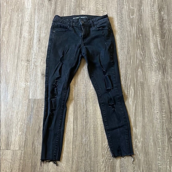 Old Navy Rockstar Distressed Black Jeans - Picture 1 of 7